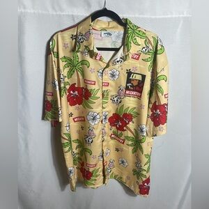 McCarthy Hawaiian Shirt Mens L Tropical Cow Palm Print Button Up Promo